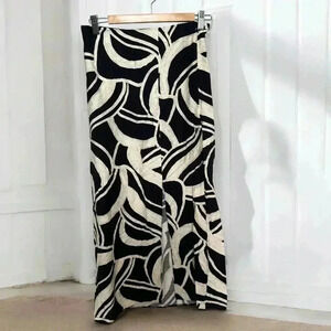 NWT NEW LOOK LINEN LIKE ABSTRACT  MIDI SKIRT 2